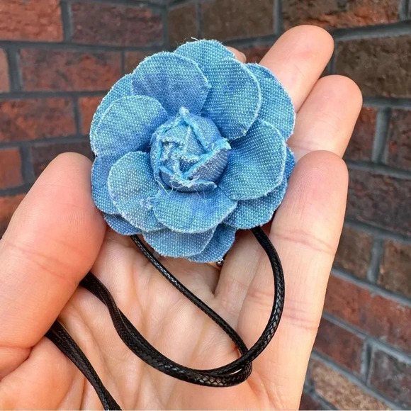 Free People Flower Denim Cord Choker - Picture 1 of 7
